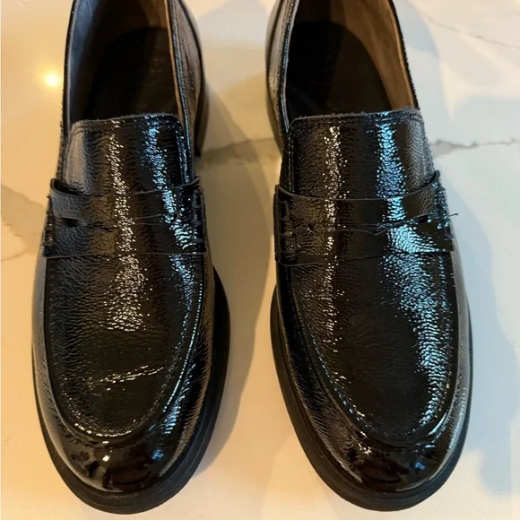 Paul Green Black Flats Modern Penny Loafers